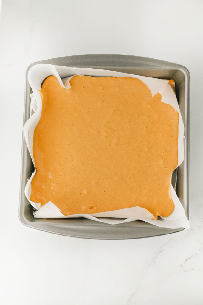 pumpkin brownies before baking