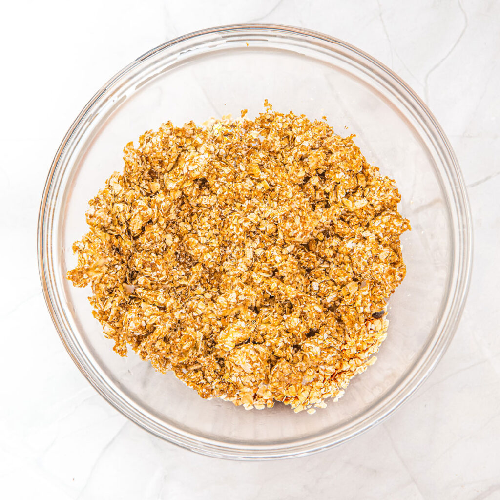 mixture to make peanut butter oatmeal balls before rolling into balls