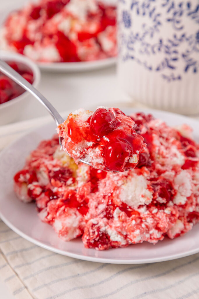 serving of cherries in the snow dessert