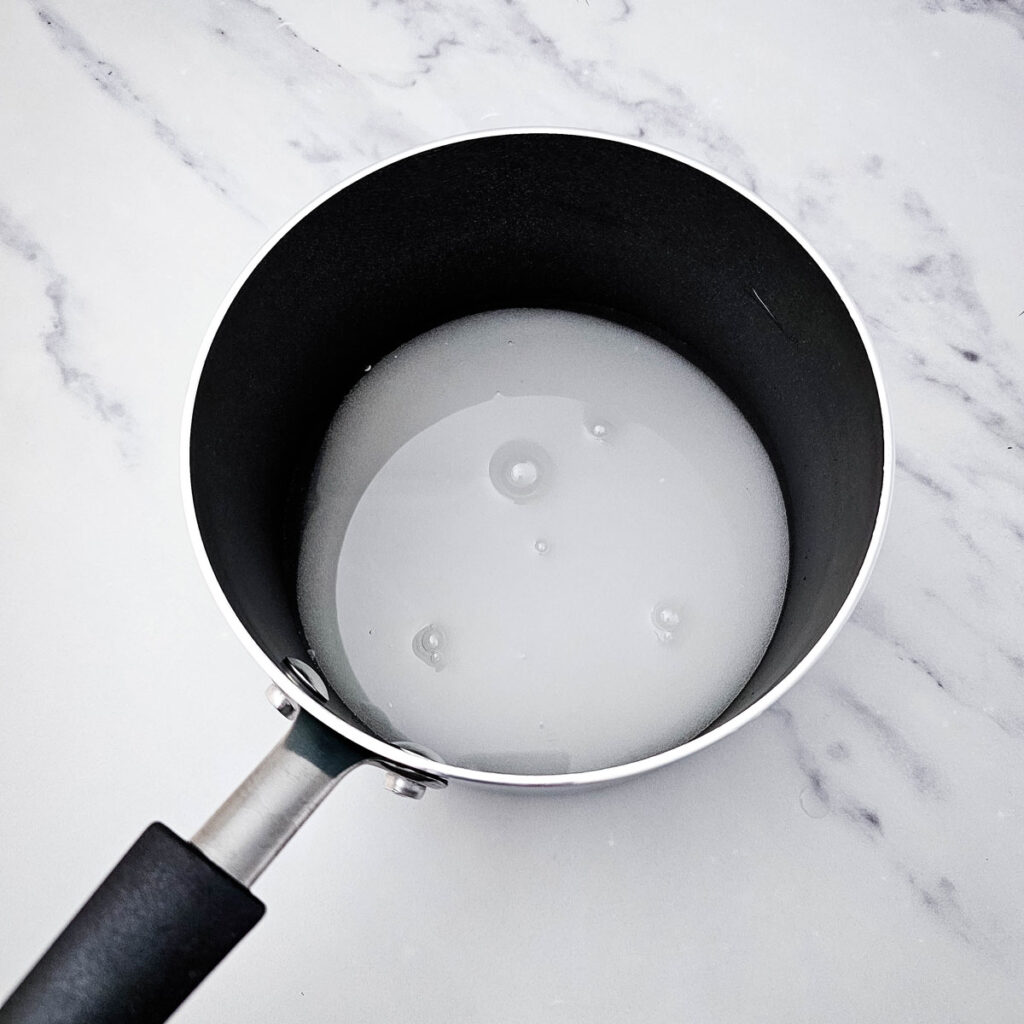 sugar water in sauce pan