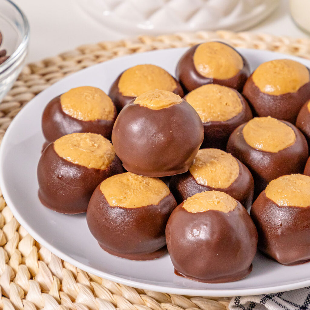 buckeye candies on white plate