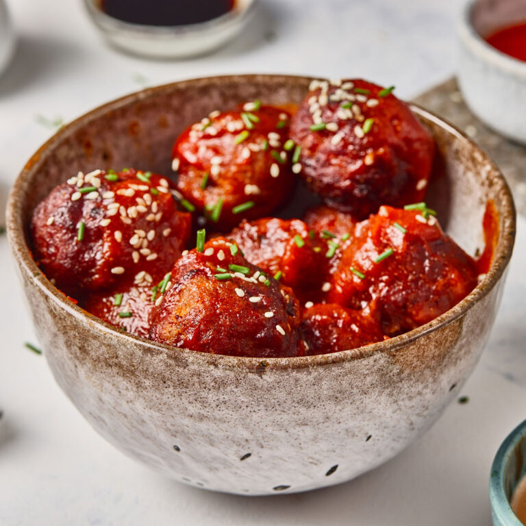 bowl of korean meatballs