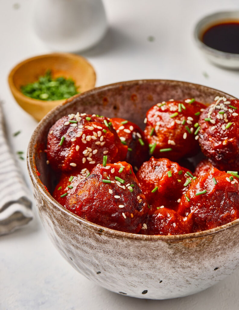 bowl of korean meatballs