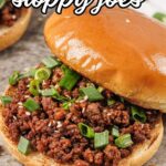 close up of korean sloppy joes with recipe name overlay