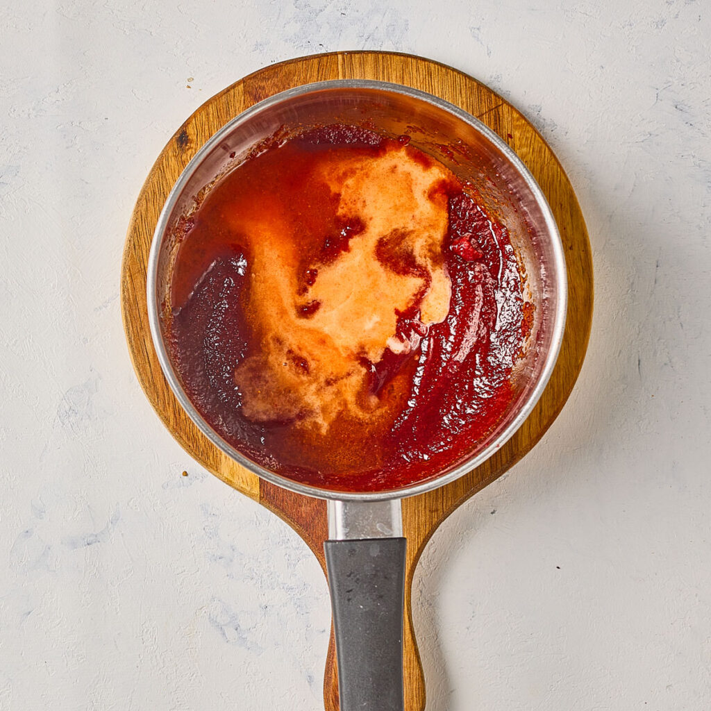 mixing sauce in pan for korean meatballs