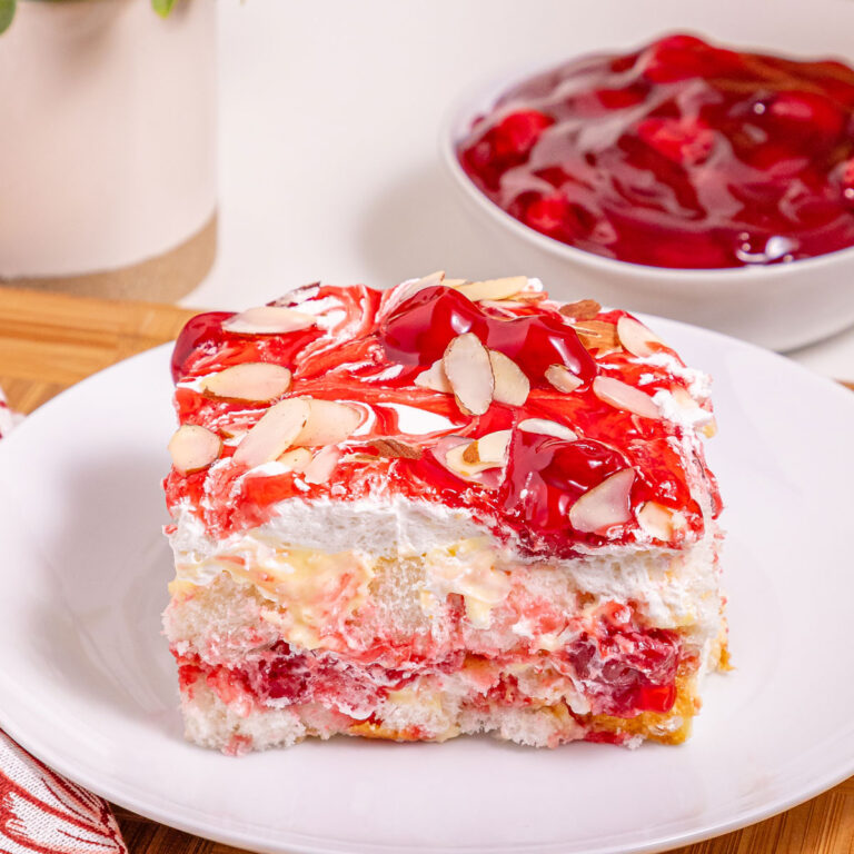 slice of heaven on earth cake on white plate