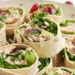 macro shot of chicken salad pinwheels
