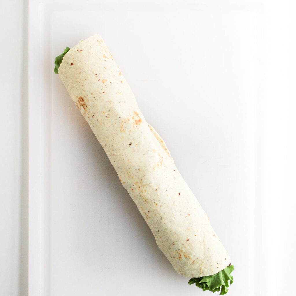 chicken salad pinwheels before slicing