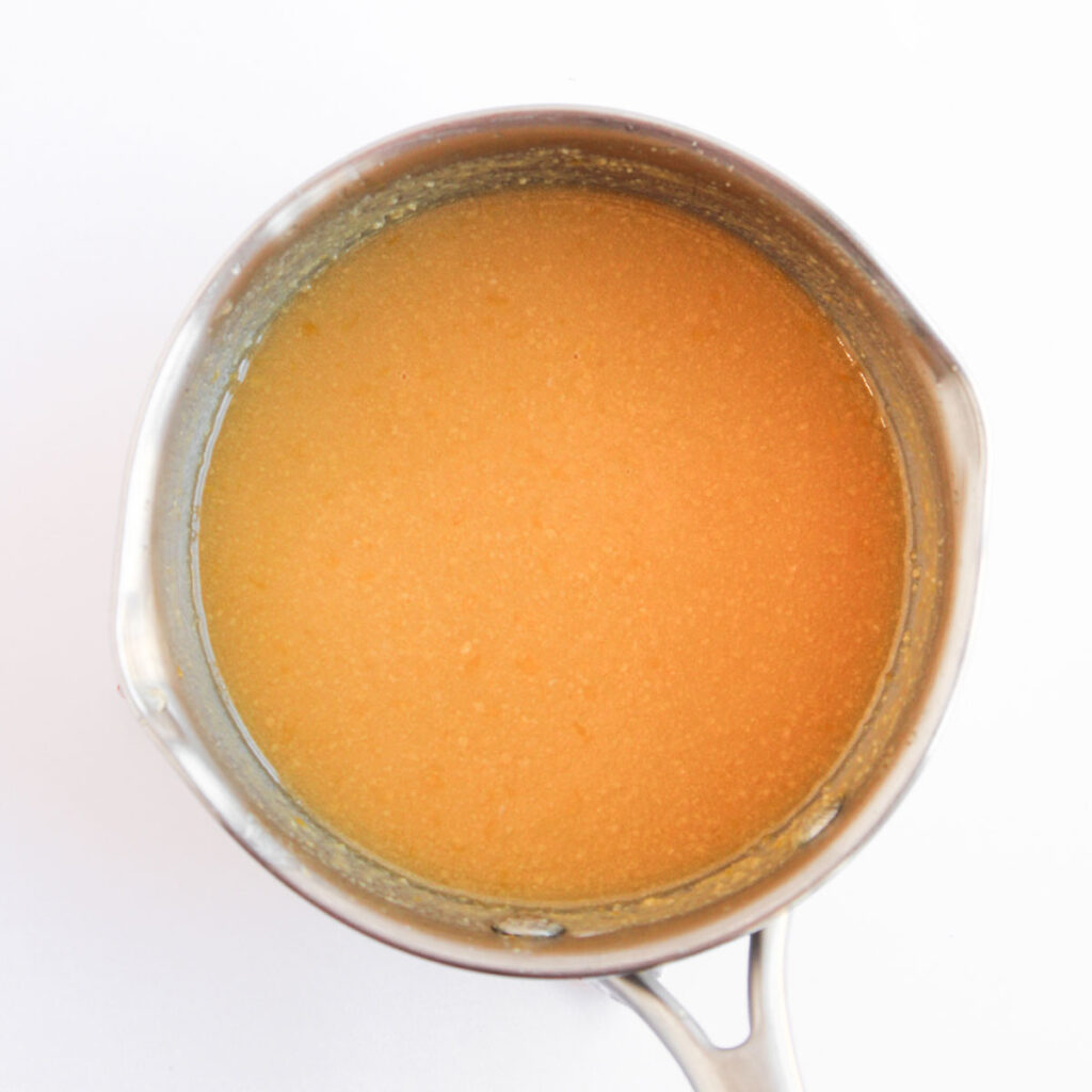 melted butter mixture in saucepan