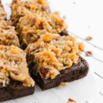 sliced german chocolate frosting brownies